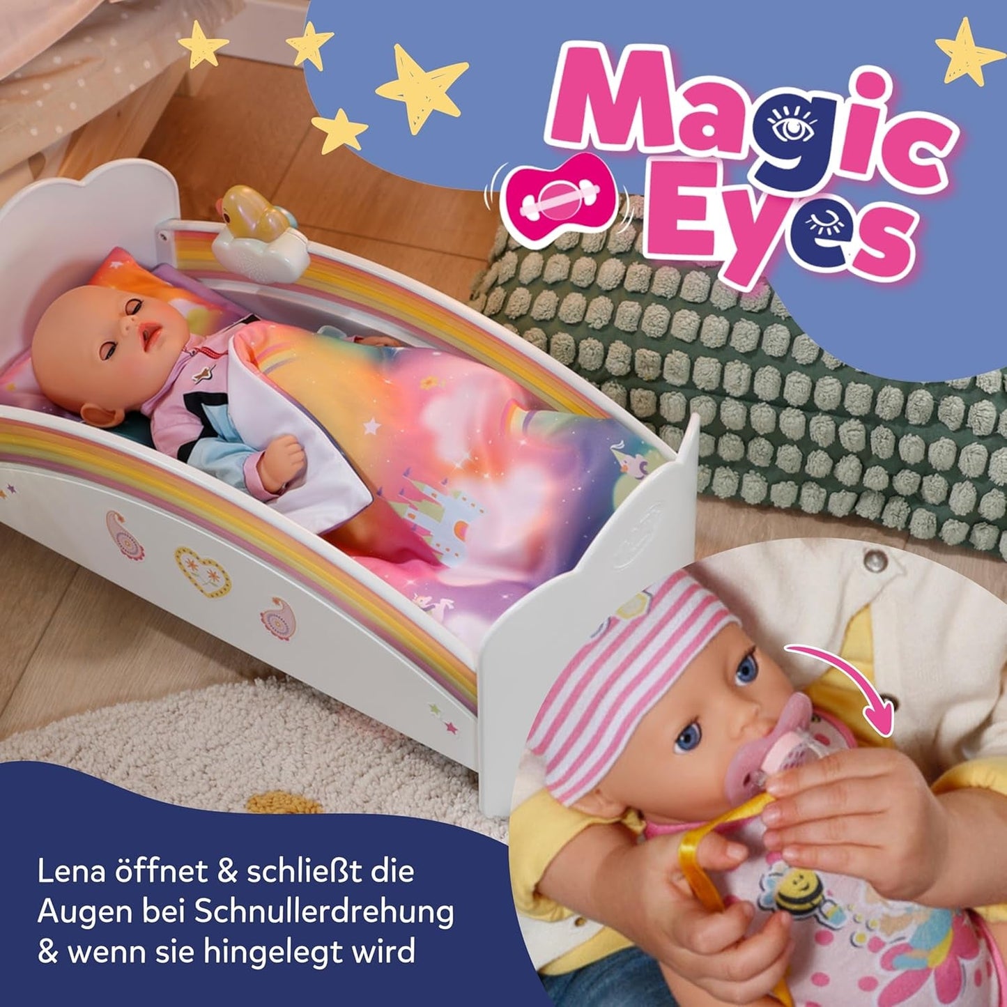 BABY Born Lena (Ragazza) - bambola 36 cm - 7 funzioni, compresi accessori e materasso - Funziona completamente senza batterie - Adatto a bambini piccoli a partire da 1 anno