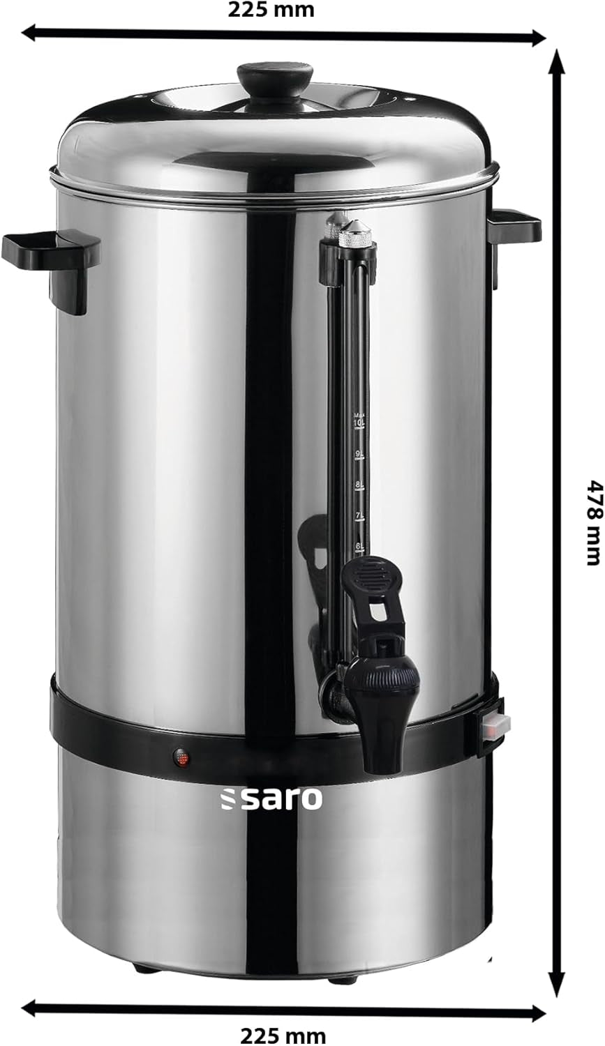 Macchina per caffè espresso Saro con filtro tondo - 6,75 L / 40 tazze - acciaio inox - funzione erogazione e mantenimento in caldo - rubinetto di sicurezza - vetro spia - 1,5 kW - modello SAROMICA 6005
