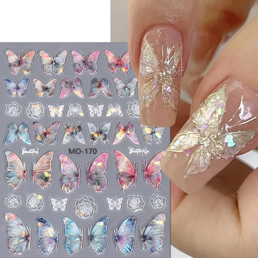 Adesivi per unghie farfalla in rilievo 5D farfalle autoadesive adesivi per decorazione unghie adesivi per nail art aurora farfalla accessori per unghie design adesivi per unghie farfalla adesivi per nail art