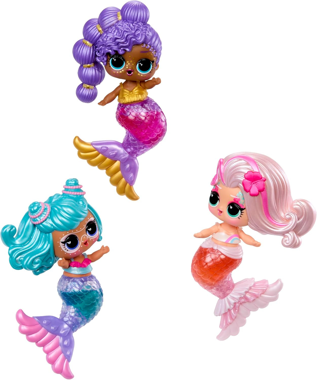 LOL Sorpresa! Sirene Makeover Magic Tots - Vero lucidalabbra per te e la tua bambola per realizzare, mescolare e creare trucchi, Divertente gioco con l'acqua, 6 bambole da collezionare - Dai 4 anni in su