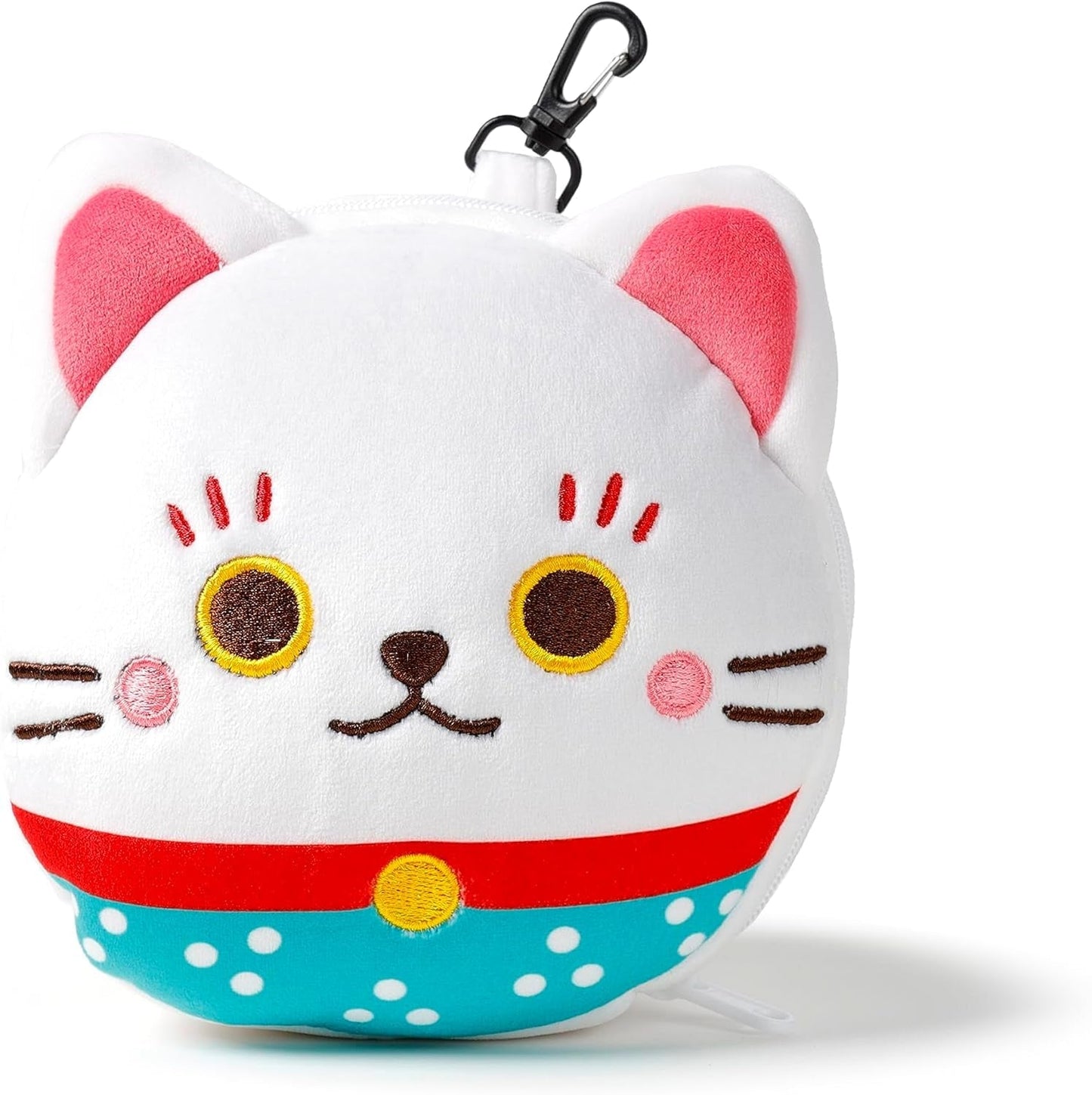 Cuscino da viaggio con maschera Relaxeazzz - Portafortuna gatto Maneki Neko Cuscini da viaggio Naty Shop