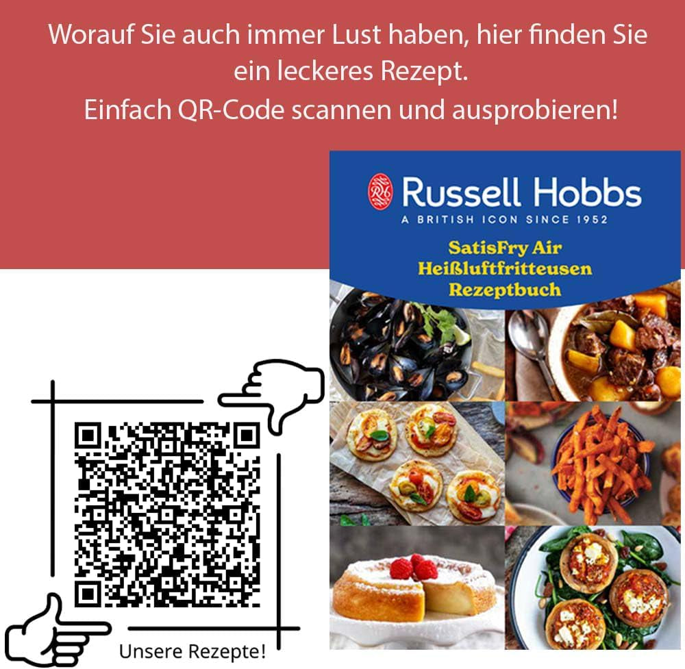 Russell Hobbs Air Fryer L 4L Friggitrice ad aria rapida, 7 funzioni di cottura, 10 programmi Elettrodomestici Naty Shop