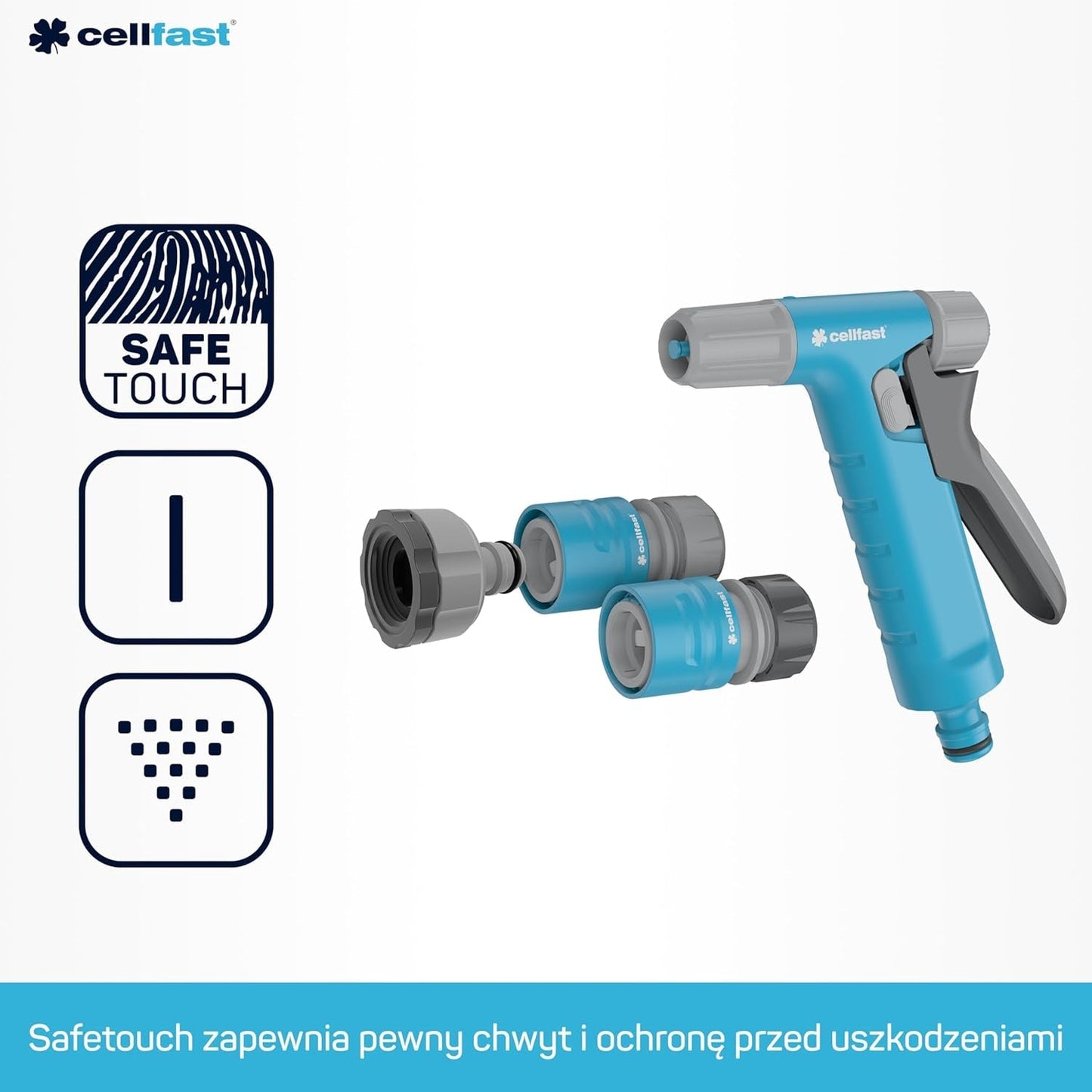 Set tubi da giardino Cellfast Ideal, robusto, flessibile, 4 strati, irrigatore, resistente ai raggi UV e alle alghe, tecnologia Reach, 27 bar, -20/+60° a breve termine, 1/2 pollice, 20 m