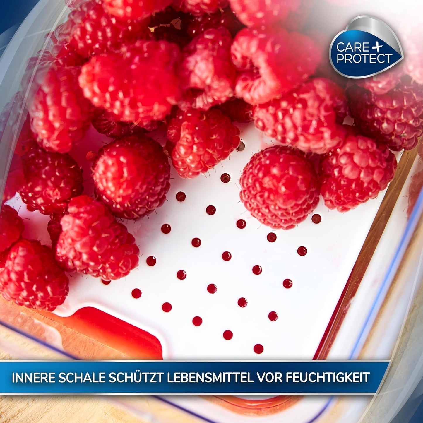 CARE + PROTECT Contenitore per alimenti intelligente, perfettamente impilabile, organizer per frigorifero, protegge gli alimenti dall'umidità, mantiene gli alimenti freschi più a lungo, 2,15 l Contenitori per alimenti Naty Shop