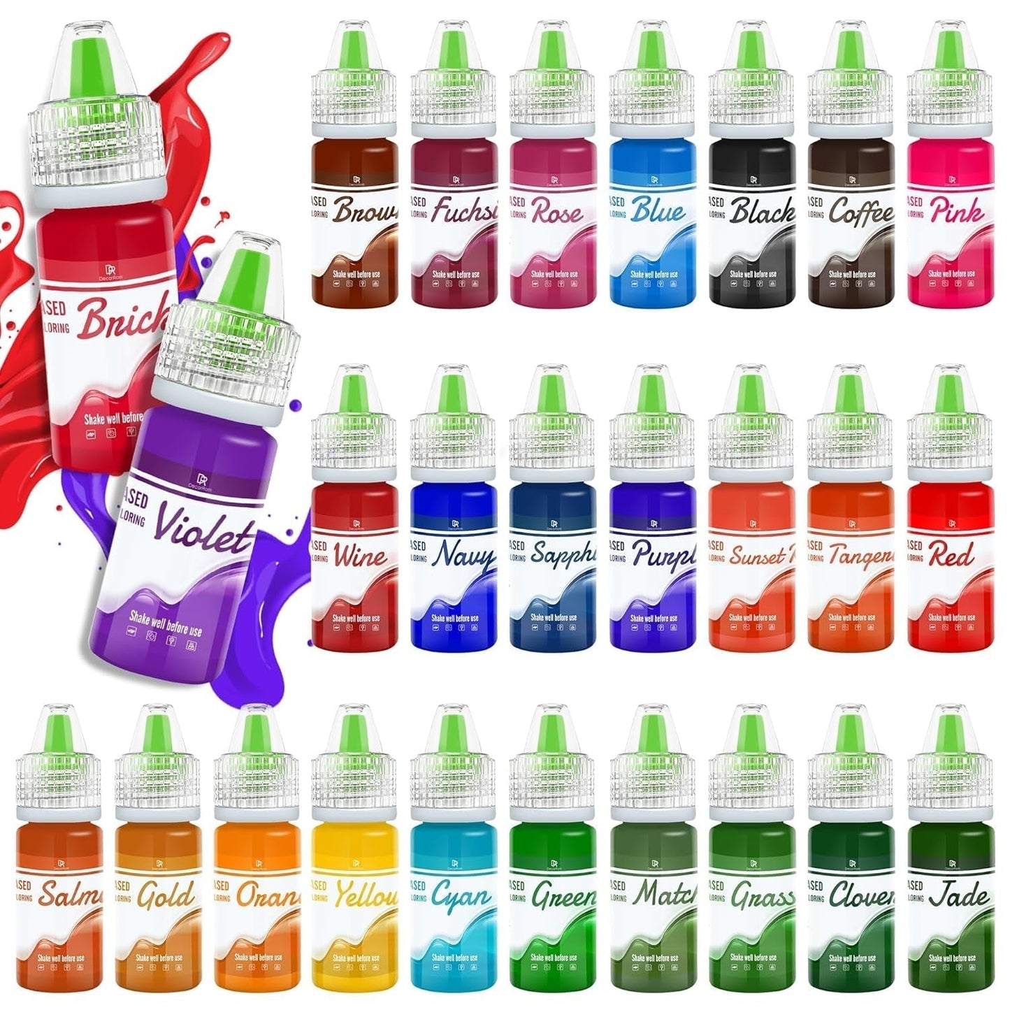 Colori dolci morbidi per cioccolato - 26 colori di olio base per fondente, decorazioni torte, dolci - Colorante alimentare fluido per burro di kakao, crema di burro, dolci - 6 ml Je Naty Shop 6 ml (confezione da 26 pezzi)