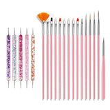 Set di spilli per nail art, 20 pezzi Nageldesign Malerei Pinsel, Pinsel professionali per nail art, Pinsel per nail art, rosa