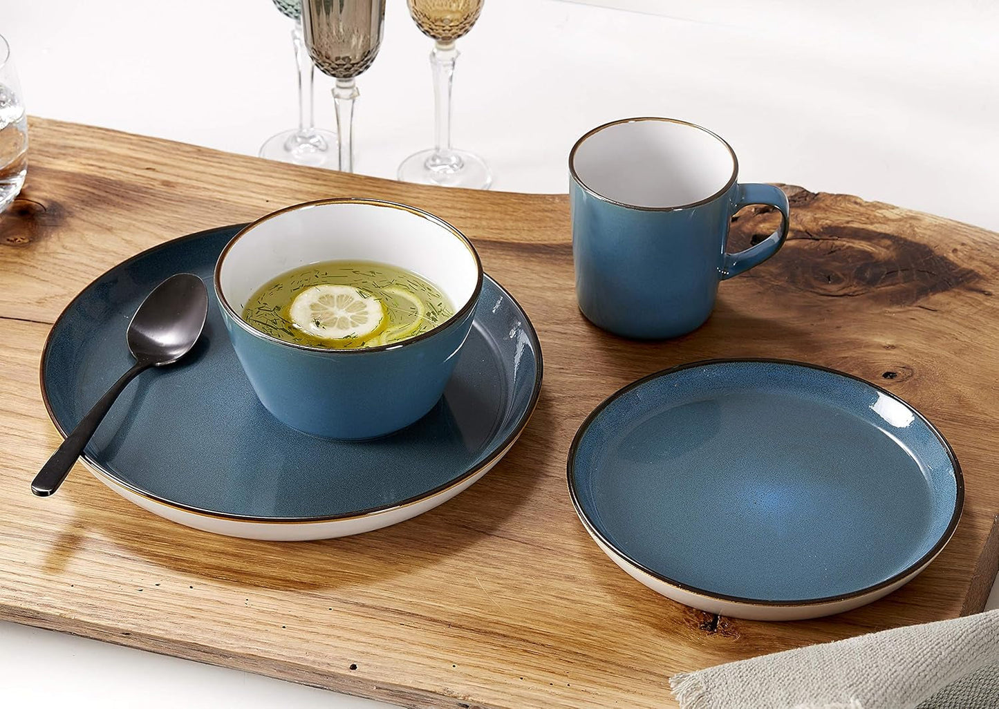 Ritzenhoff & Breker Kombiservice Visby, 16-teilig, Blu/Verde, Steinzeug, 277258