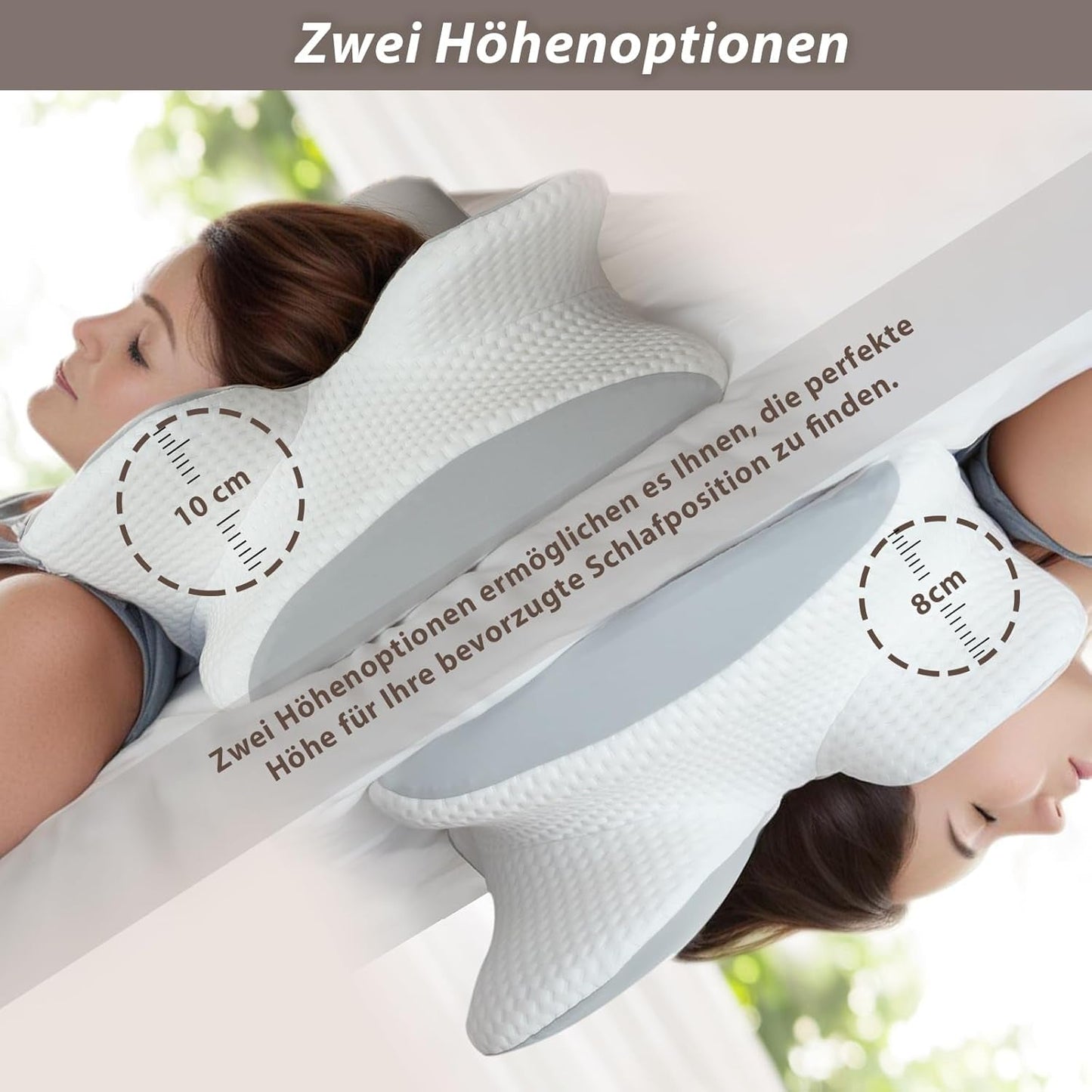 Cuscino per il collo Cuscino ortopedico per la testa Cuscino in memory foam Cuscino per impatti laterali - Design ergonomico Forma cava Per impatti laterali, posteriori e addominali Cuscini ortopedici cervicali grigio chiaro Naty Shop