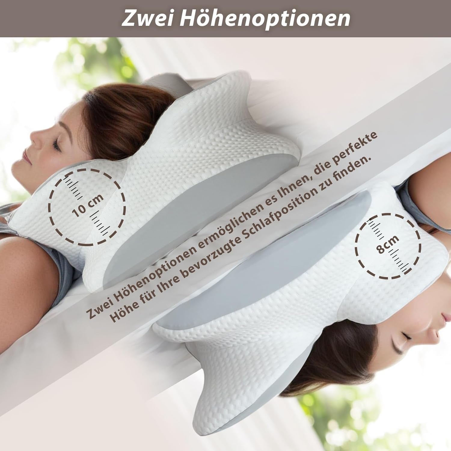 Cuscino per il collo Cuscino ortopedico per la testa Cuscino in memory foam Cuscino per impatti laterali - Design ergonomico Forma cava Per impatti laterali, posteriori e addominali Cuscini ortopedici cervicali grigio chiaro Naty Shop