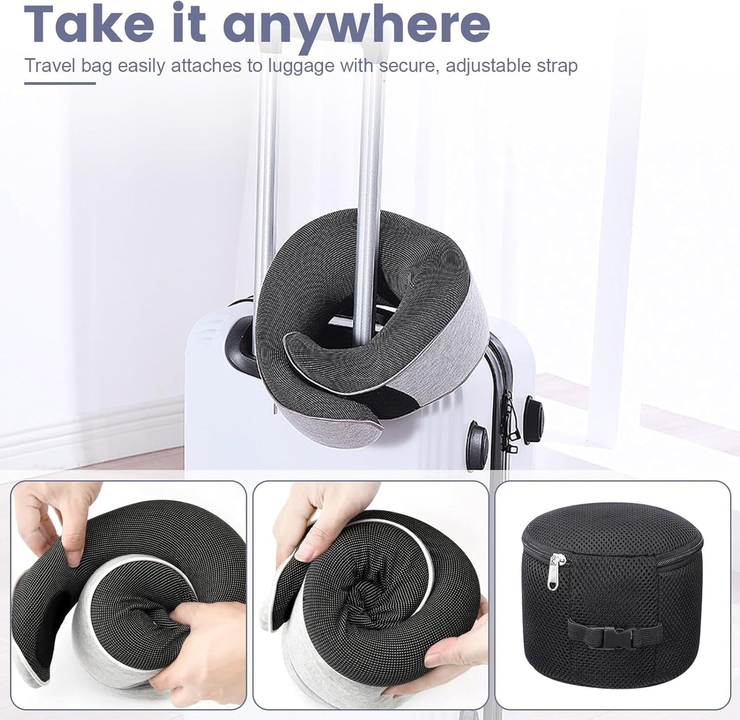 Cuscino per il collo Cuscino da viaggio in memory foam Cuscino per il collo in memory foam dal design ergonomico con maschera per gli occhi 2 tappi per le orecchie e custodia Perfetto per dormire in viaggio Quando si viaggia Naty Shop Cuscini ortopedici cervicali