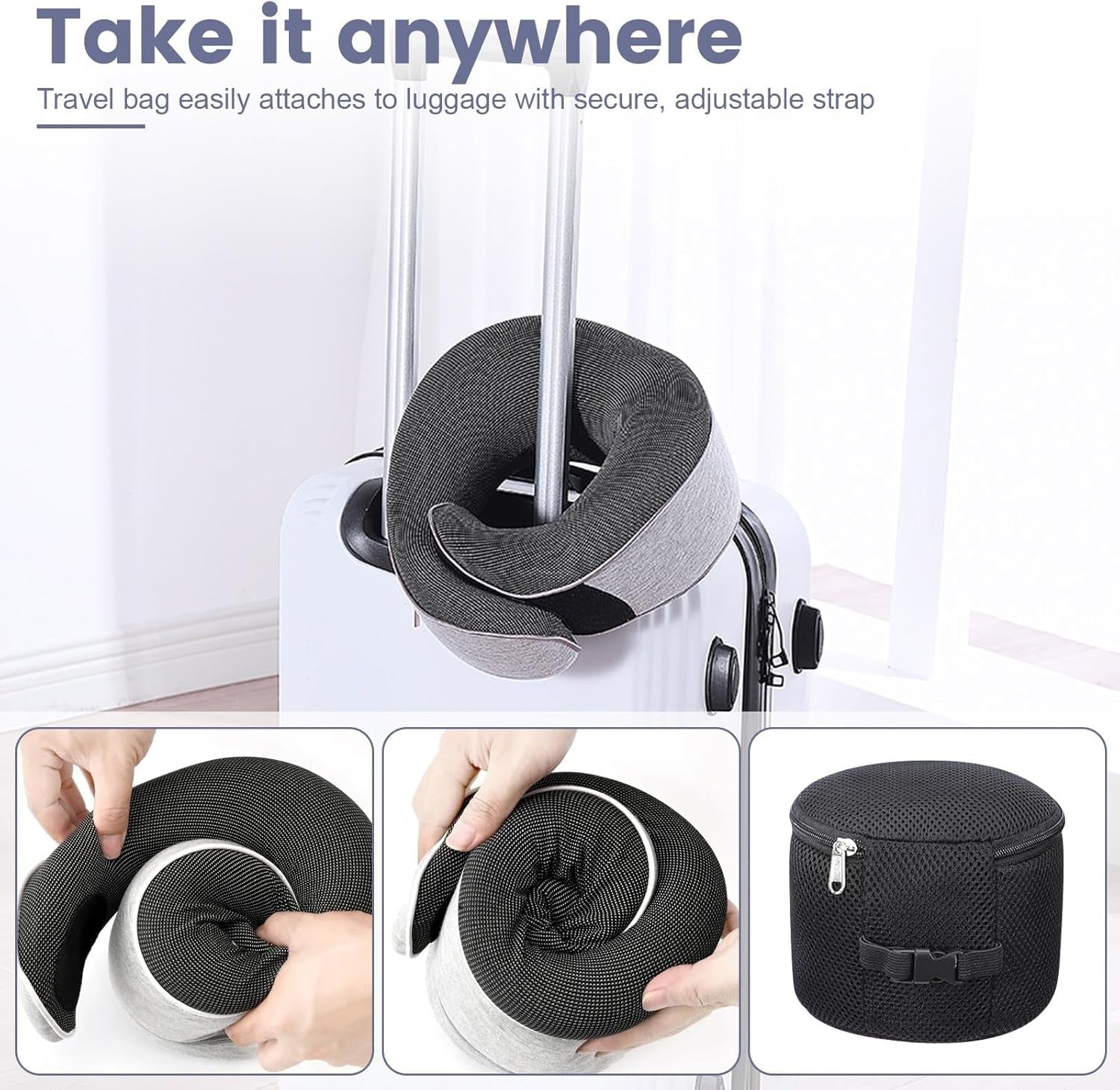 Cuscino per il collo Cuscino da viaggio in memory foam Cuscino per il collo in memory foam dal design ergonomico con maschera per gli occhi 2 tappi per le orecchie e custodia Perfetto per dormire in viaggio Quando si viaggia Naty Shop Cuscini ortopedici cervicali