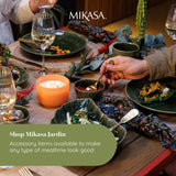 Mikasa Jardin Servizio Piatti 12 Pezzi, Servizio Piatti in Gres per 4 Persone con Piatti, Piattini e Ciotole, Verde - Confezione Regalo e Lavabile in Lavastoviglie