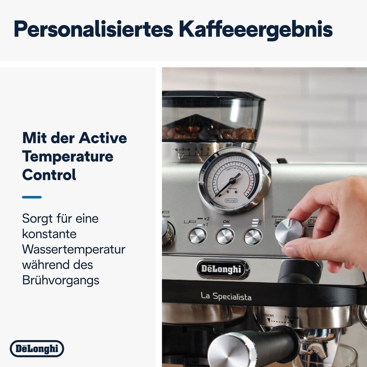 De'Longhi La Specialista Arte EC9155.MB macchina per caffè espresso portafiltro con macinacaffè, 8 impostazioni di macinatura, pressione 15 bar, 3 impostazioni di temperatura, montalatte, 1550 W, serbatoio da 1,7 litri, acciaio inossidabile/nero, incluso kit barista