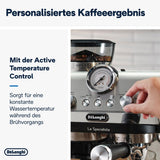 De'Longhi La Specialista Arte EC9155.MB macchina per caffè espresso portafiltro con macinacaffè, 8 impostazioni di macinatura, pressione 15 bar, 3 impostazioni di temperatura, montalatte, 1550 W, serbatoio da 1,7 litri, acciaio inossidabile/nero, incluso kit barista