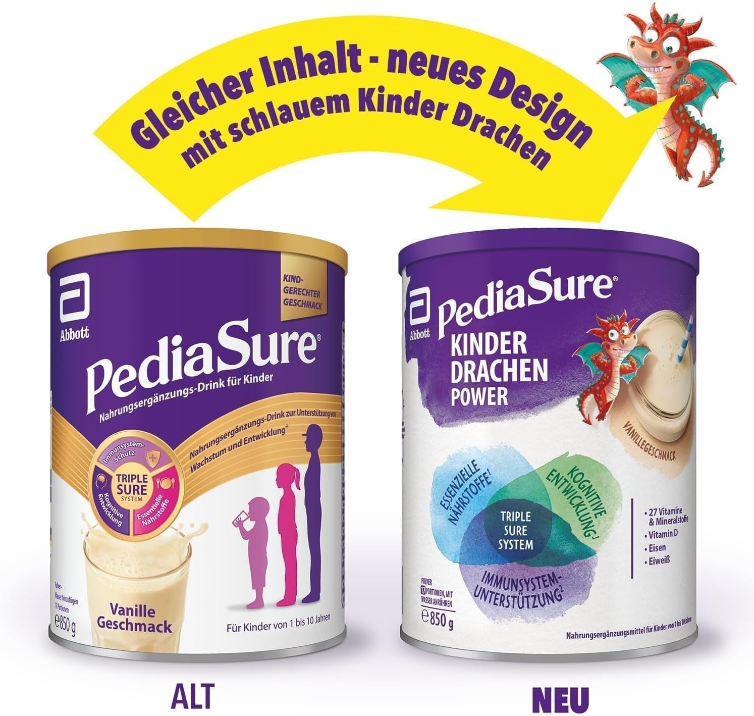 Pediasure Dragon's Power, Integratore alimentare per bambini da 1 anno, 27 vitamine e minerali Naty Shop
