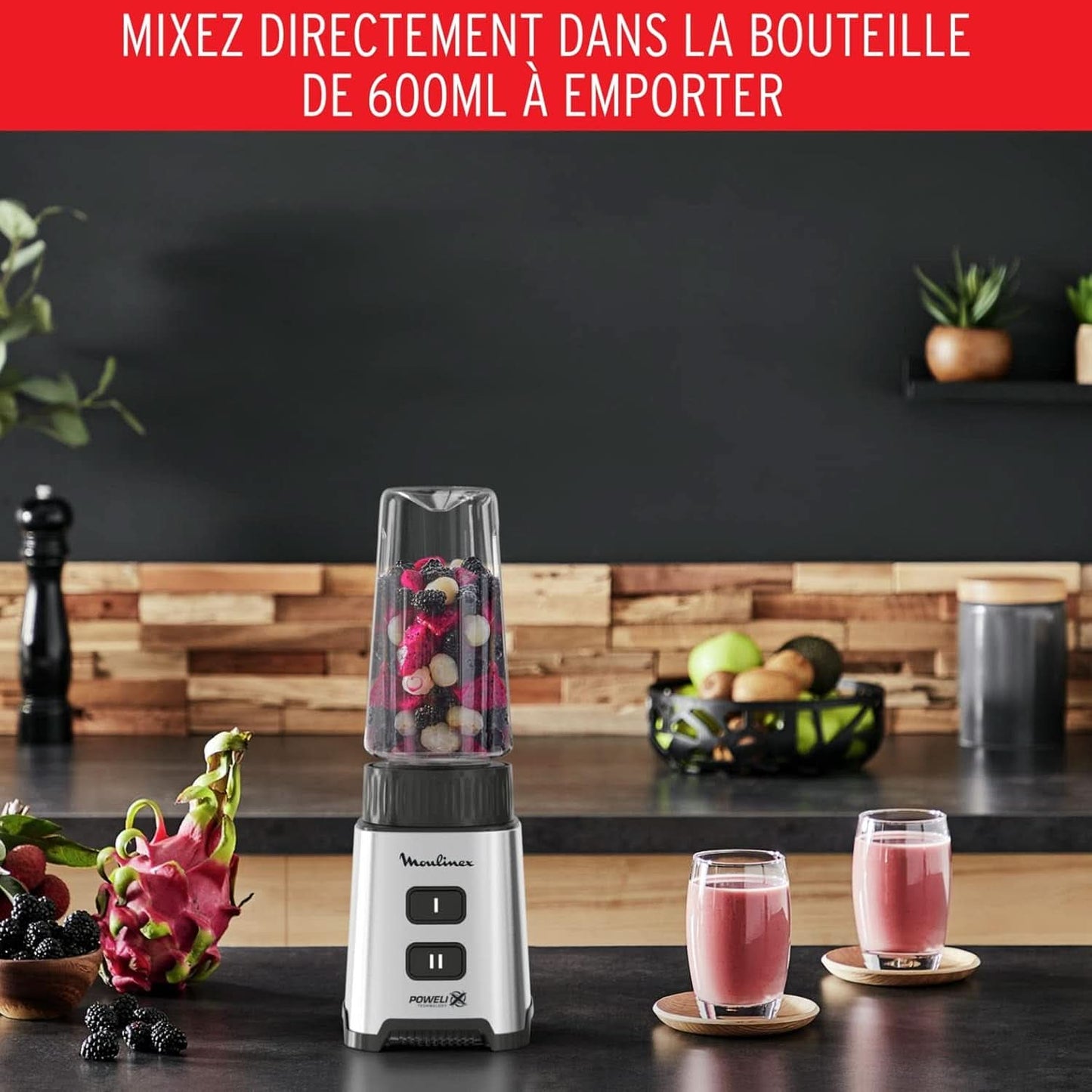 Frullatore Pulseo LM17GD, 400 W, 4 lame, 700 Ml, Contenitore portatile 600 Ml Cucina Naty Shop