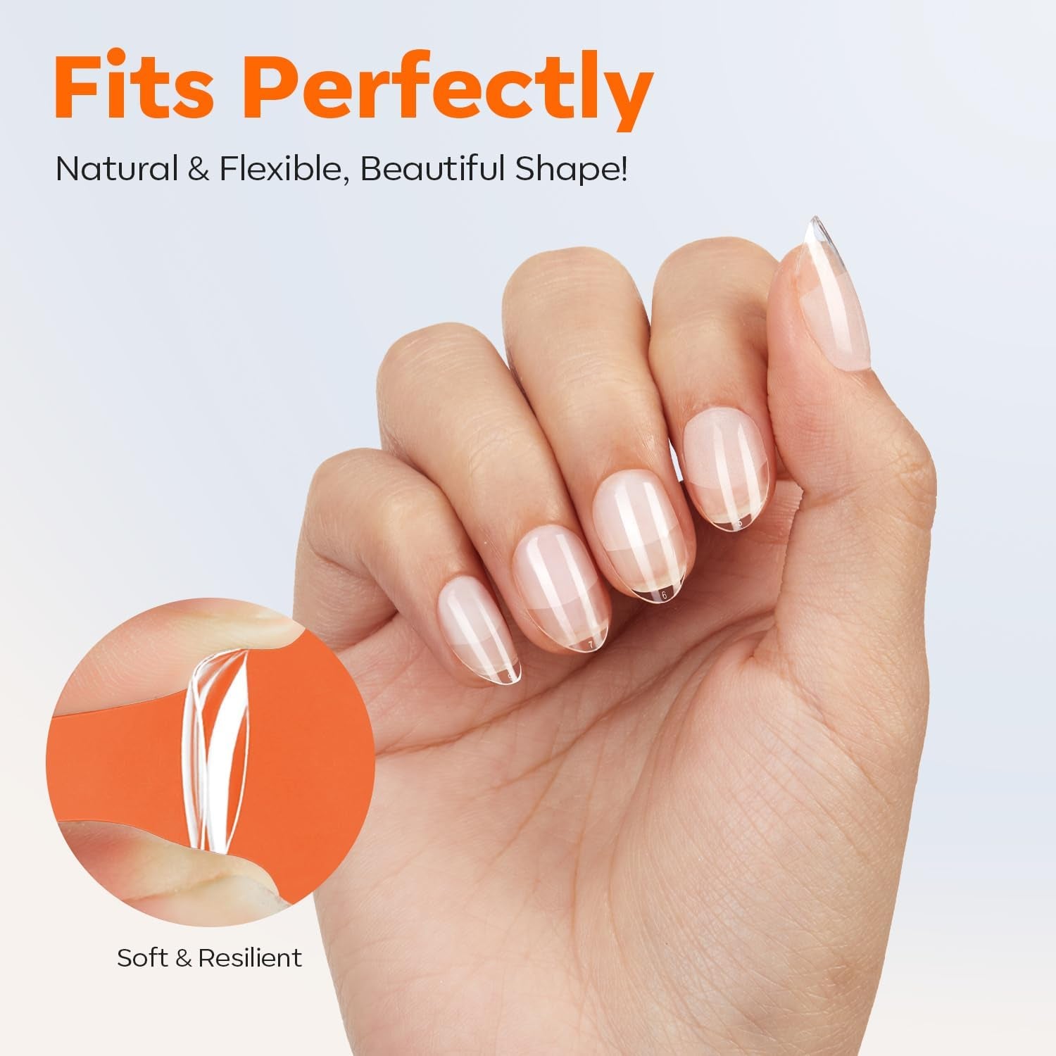 Modelones Nail Tips 216 pezzi - Set di punte per unghie a copertura totale, Set di punte in gel morbido, Punte per unghie in resina PMMA pre-lucidatura, Colla fai-da-te su unghie artificiali, Mandorle corte XS