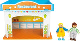 Small Foot 10852 Casetta da gioco Ristorante In legno, Con 2 bambole, accessori e tetto rimovibile, A partire da 3 anni Naty Shop Case delle bambole