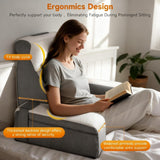 Ampio cuscino da lettura con supporto per collo e braccioli removibili, cuscino schienale per letto, cuscino schienale ergonomico con bracciolo, tasca e fodera lavabile per leggere e guardare la TV.