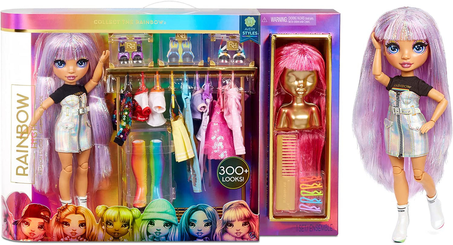 Rainbow High 571049 Fashion Studio - Bambola esclusiva con vestiti, accessori e 2 parrucche lucenti - Crea oltre 300 abiti!