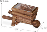 Relaxdays Carriola per Fioriera, Set da 2, Decorazione da Giardino, H x L x P: 12,5 x 26 x 12 cm, Carretto per Fiori da Piantare, Legno, Naturale