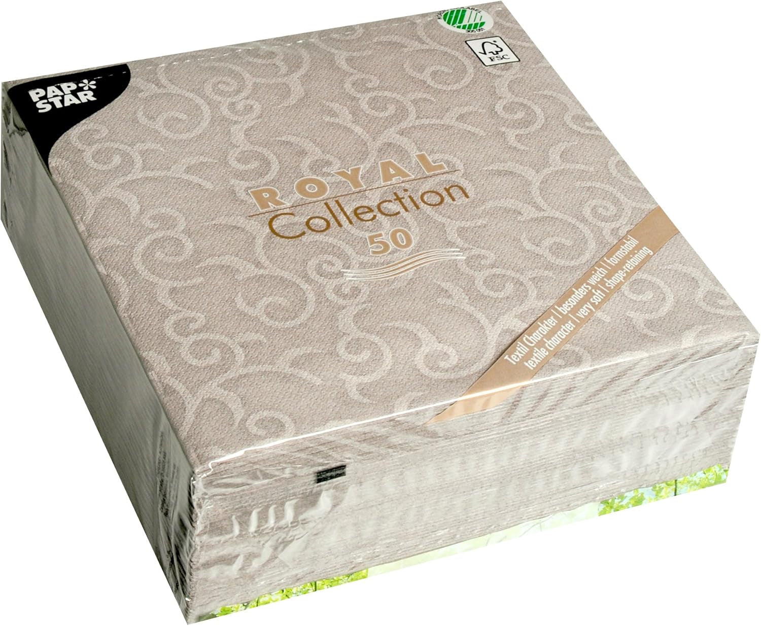 Papstar, 50 tovaglioli "ROYAL Collection" piega 1/4 40 cm x 40 cm grigio "Casali", #84889 (confezione da 2)