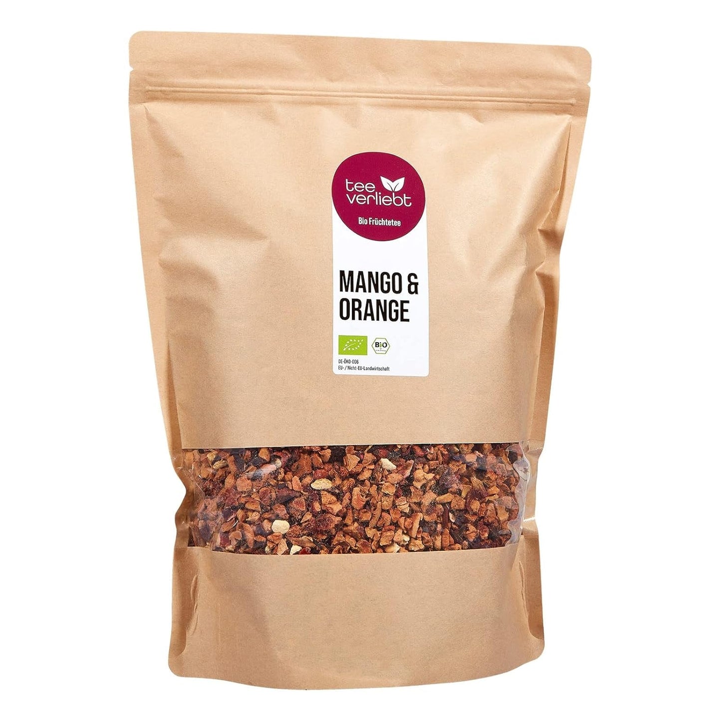 Teeverliebt - Tè alla frutta sfuso Mango & Arancia 1000 G I Tè alla frutta sfuso I Miscela di tè estivi da coltivazioni biologiche controllate I Tè alla frutta sfuso biologico 1 kg
