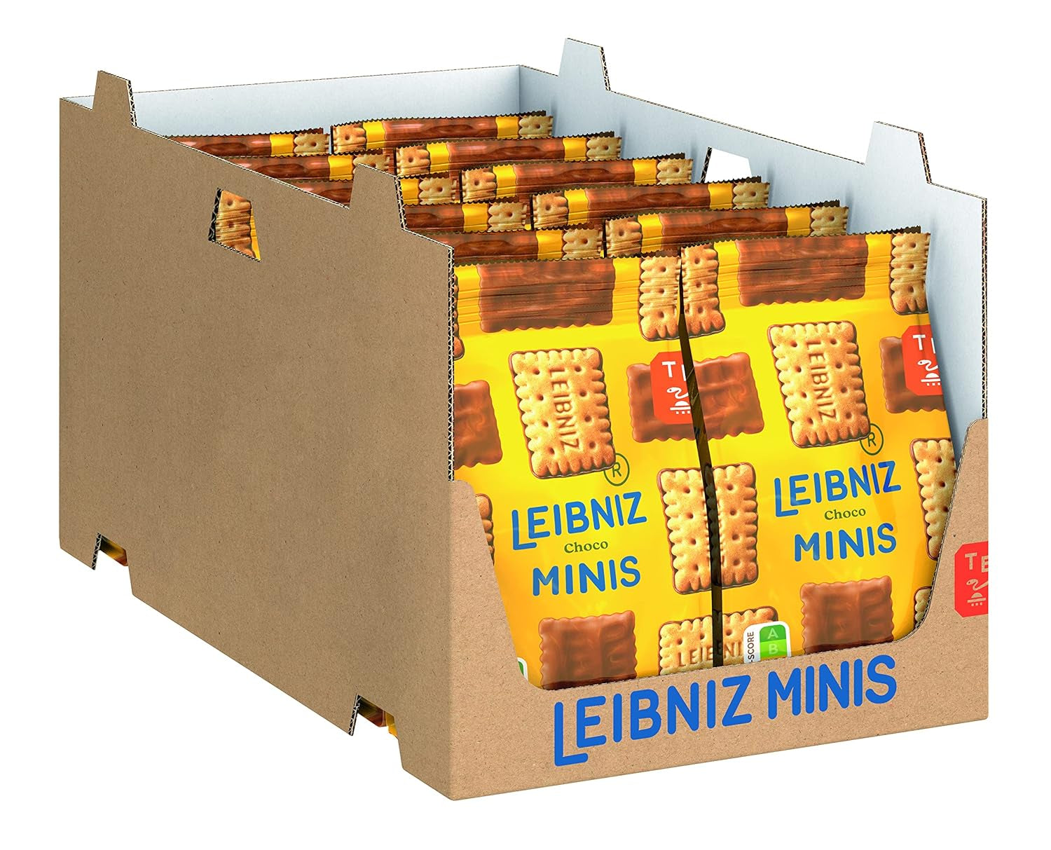 LEIBNIZ Minis Choco, confezione da 12 piccoli biscotti croccanti al cioccolato al latte, confezione sfusa per la conservazione o la vendita (12 x 125 g)