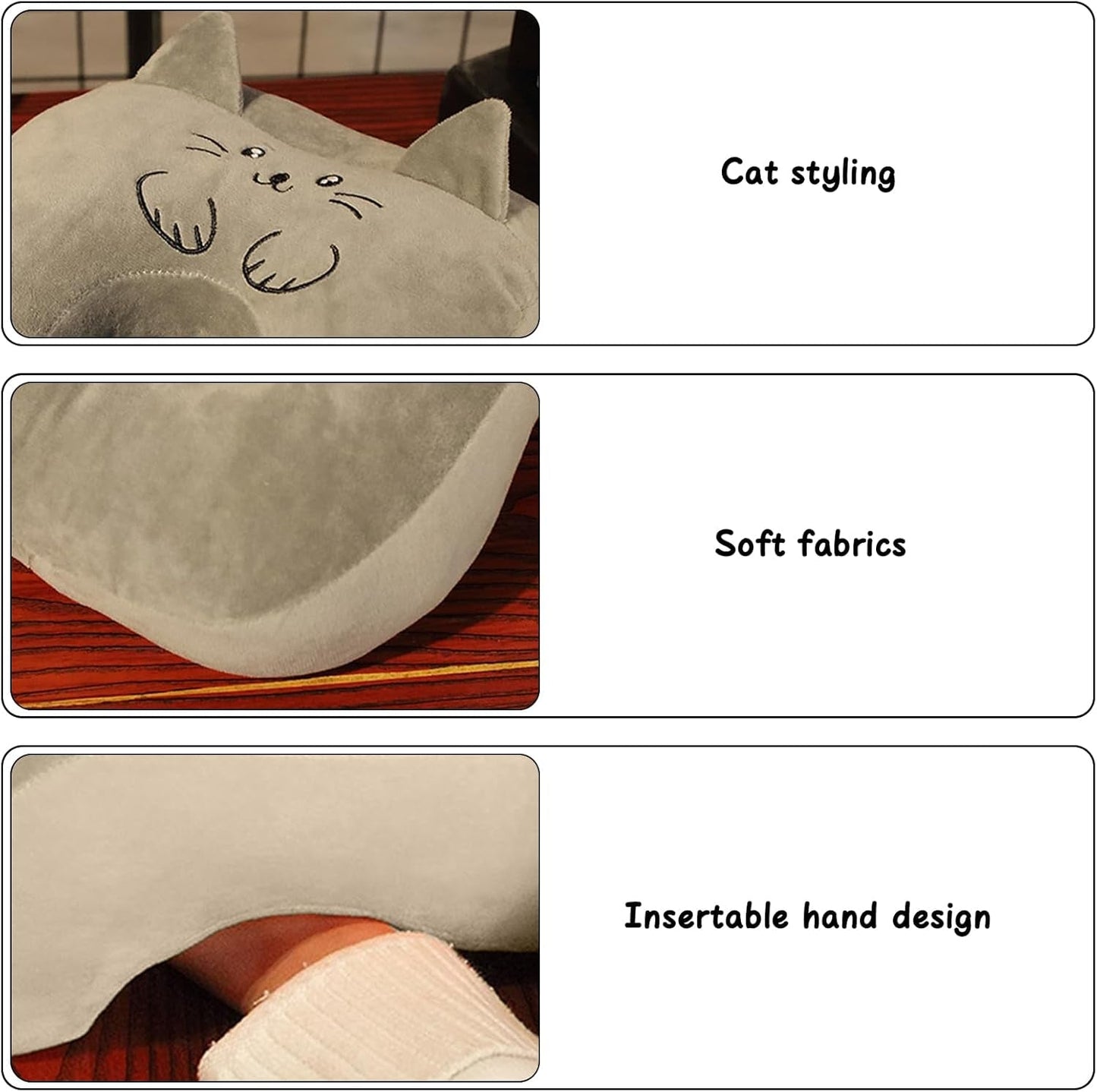 Cuscino per Dormire da Ufficio in Memory Cotton Simpatico Cuscino per le Orecchie Morbido Cuscino per Dormire Cuscino per Le Orecchie per Dormiente Laterale per Donne Ragazze Bambini (Gattino Grigio) Cuscini Ortopedici Cervicali Naty Shop