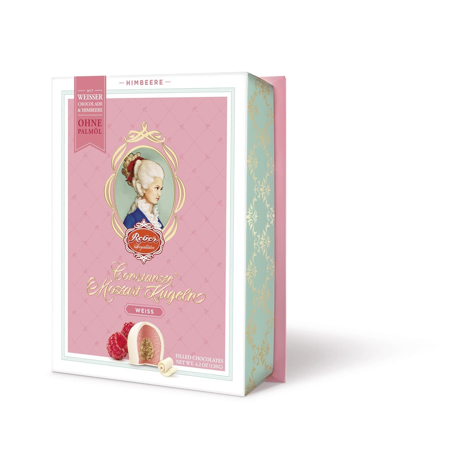 Reber Mozart palline al cioccolato fondente, confezione da 6 con marzapane e torrone, vegan - 1 x 120 g