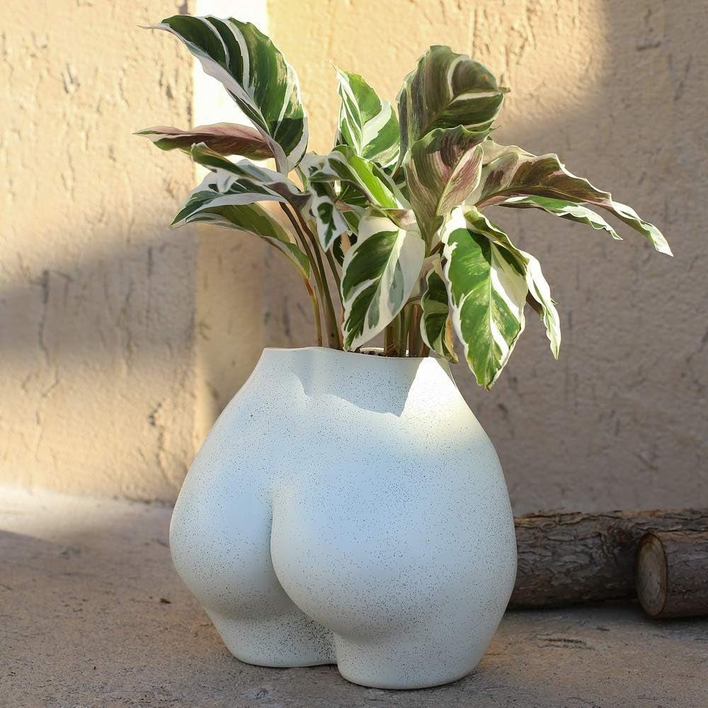 Vaso per corpo artificiale, vaso da fiori per corpo femminile con fori di drenaggio, vaso da fiori moderno in resina, design boho moderno, pianta artificiale in vaso per arredamento interno