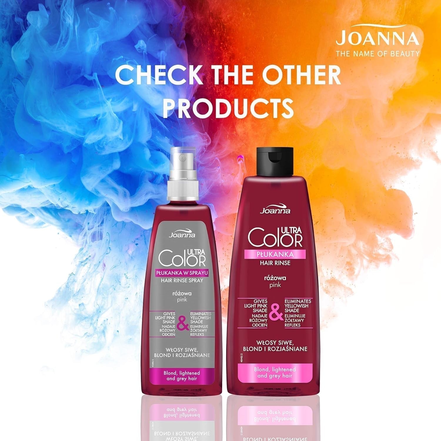 Joanna Ultra Color - Balsamo colorante rosa per capelli biondi e chiari - Rosa pastello - Lucentezza naturale - Rimuove la tinta gialla dai capelli biondo-grigi - Effetto temporaneo - Tintura per capelli 150 ml Naty Shop