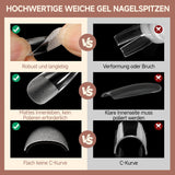 Punte per unghie in gel ballerina 216 pezzi 12 dimensioni Punte per unghie in gel morbido Copertura completa Set di estensioni per unghie Semi opaco Fai da te Home Art
