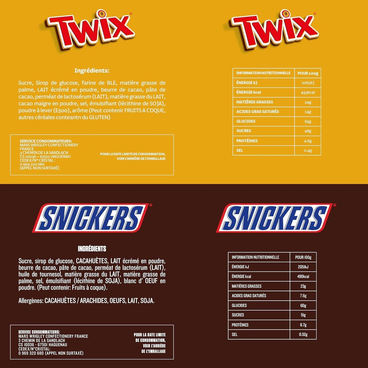 Mini misti, Snickers, Bounty, Twix, Milky Way, confezione sfusa al cioccolato, confezione unica (1 x 400 g) (confezione da 5)