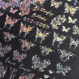 6 Blatt Schmetterling Nagelsticker Selbstklebend Laser Silber Schmetterlings Nagelaufkleber 3D Aurora Silber Schwarz Schmetterlinge Nagel Stickers Frühling Nageldesign Nail Sticker Nail Art Zubehör