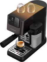 Macchina per caffè espresso portafiltro GRUNDIG KSM 5330 con contenitore del latte integrato, potenza 1628 W, pressione della pompa 15 bar, doppio ugello, display touch a colori, BrewSense, CreamyPro, Acciaio inossidabile scuro/Nero