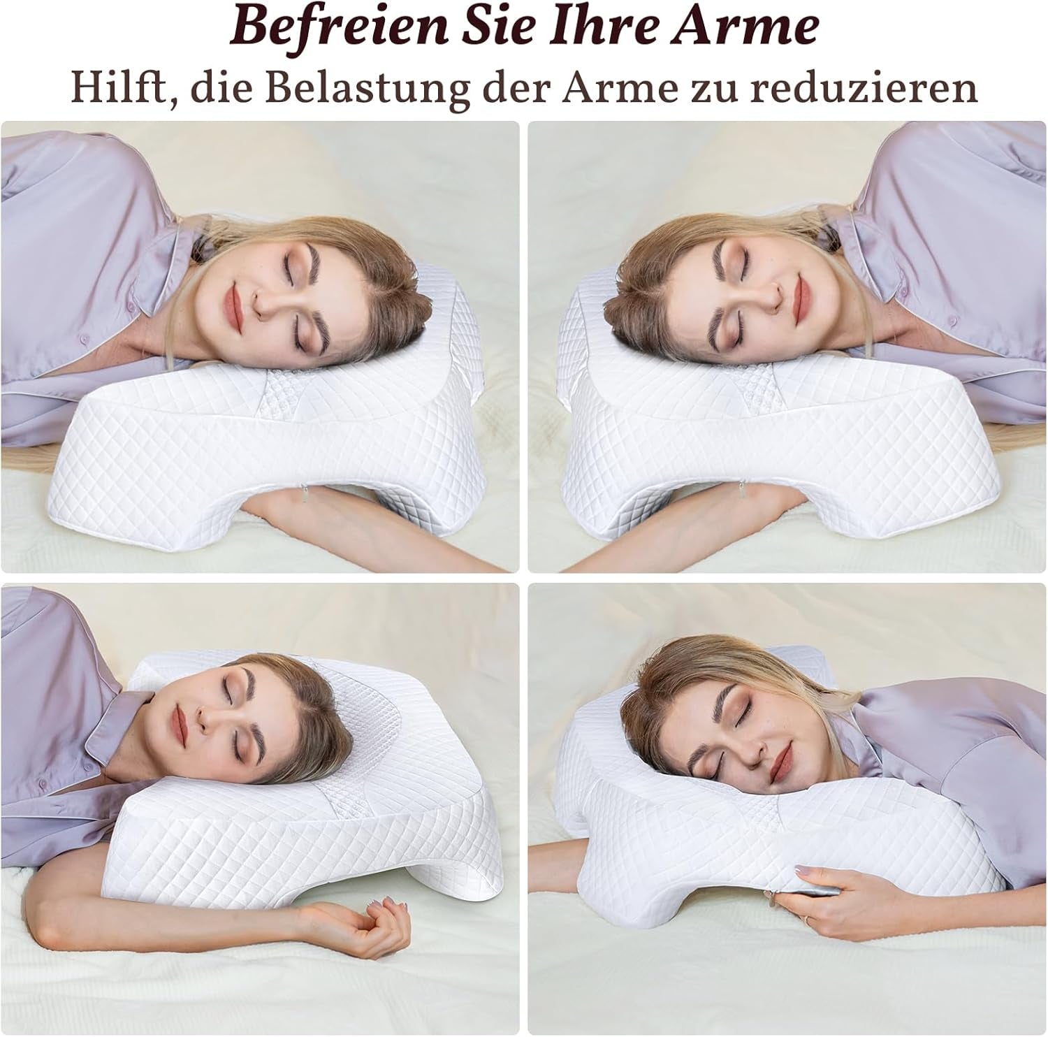 SAHEYER Cuscino per chi dorme sul fianco con bracciolo, Cuscino ortopedico ergonomico, Cuscino in memory foam per collo e spalle, Cuscino per collo con bracci multi-angolo per molte posizioni di sonno (Bianco) Cuscini ortopedici cervicali Naty Shop