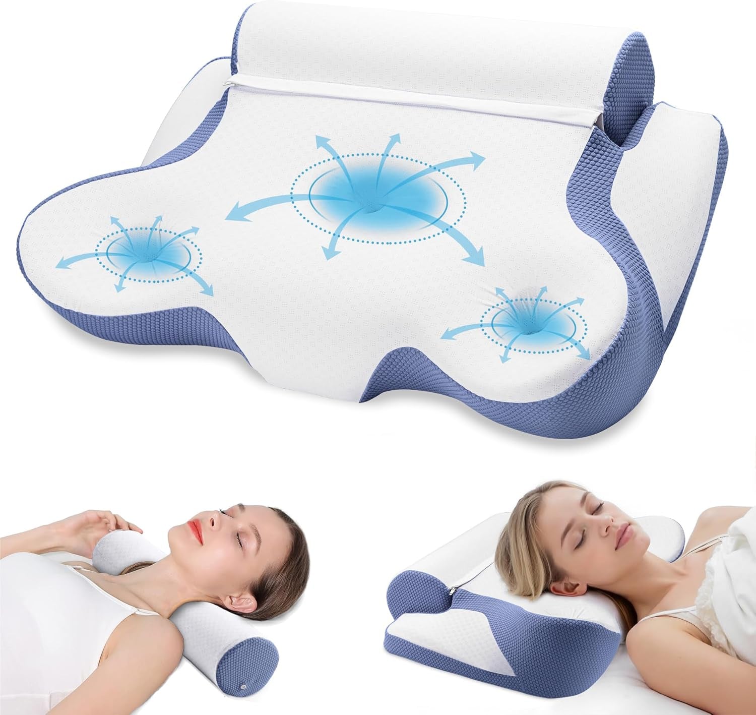 TopEsct Cuscino in Memory Foam, Cuscino per chi dorme sul fianco, Cuscino per il collo, Cuscino per la testa per chi dorme sul fianco e sulla schiena (Grigio)