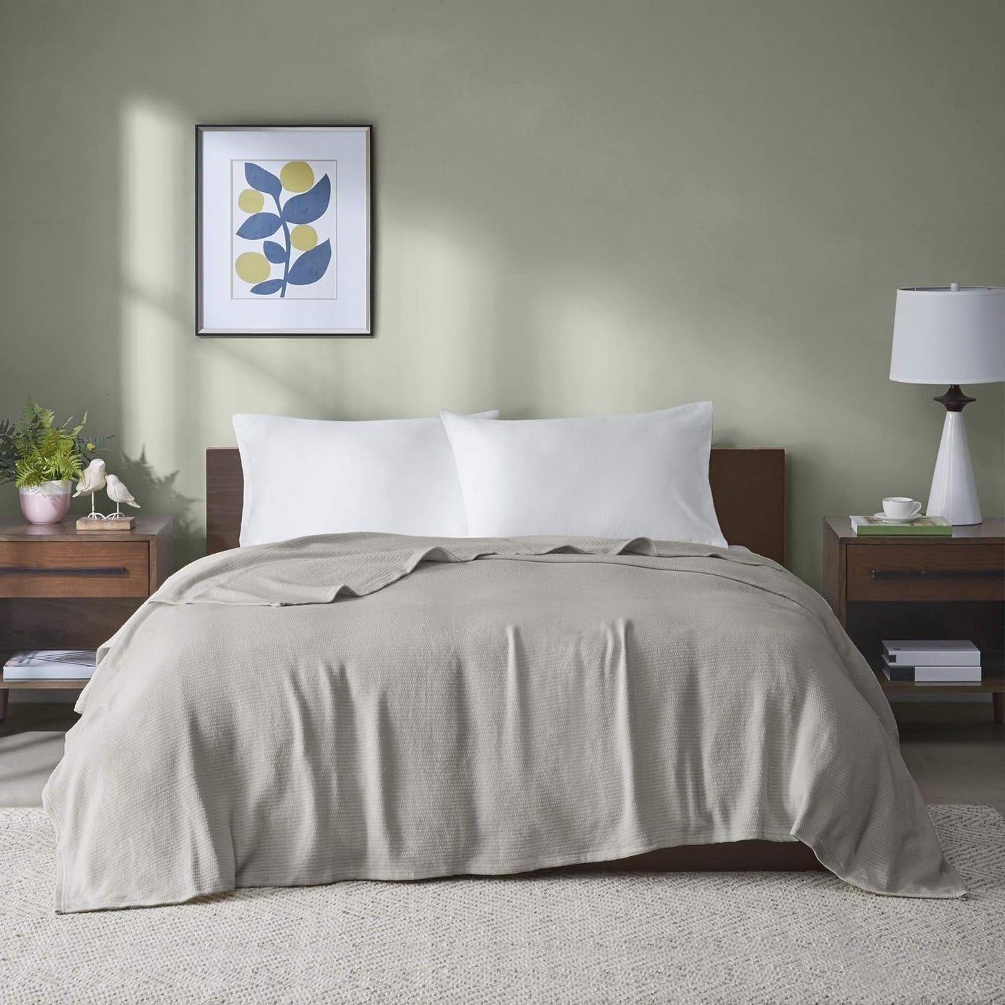 Coperta in cotone grigio twin in vimini Freshspun Madison Park Letti e coperte grigie gemelli Madison Park