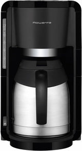 Rowenta Adagio Macchina per caffè espresso con filtro, caraffa termica in acciaio inossidabile, mantiene il caffè caldo fino a 4 ore, capacità 10-15 tazze, capacità 1,25 l, cestello filtro rimovibile, spegnimento automatico, nero, CT3818