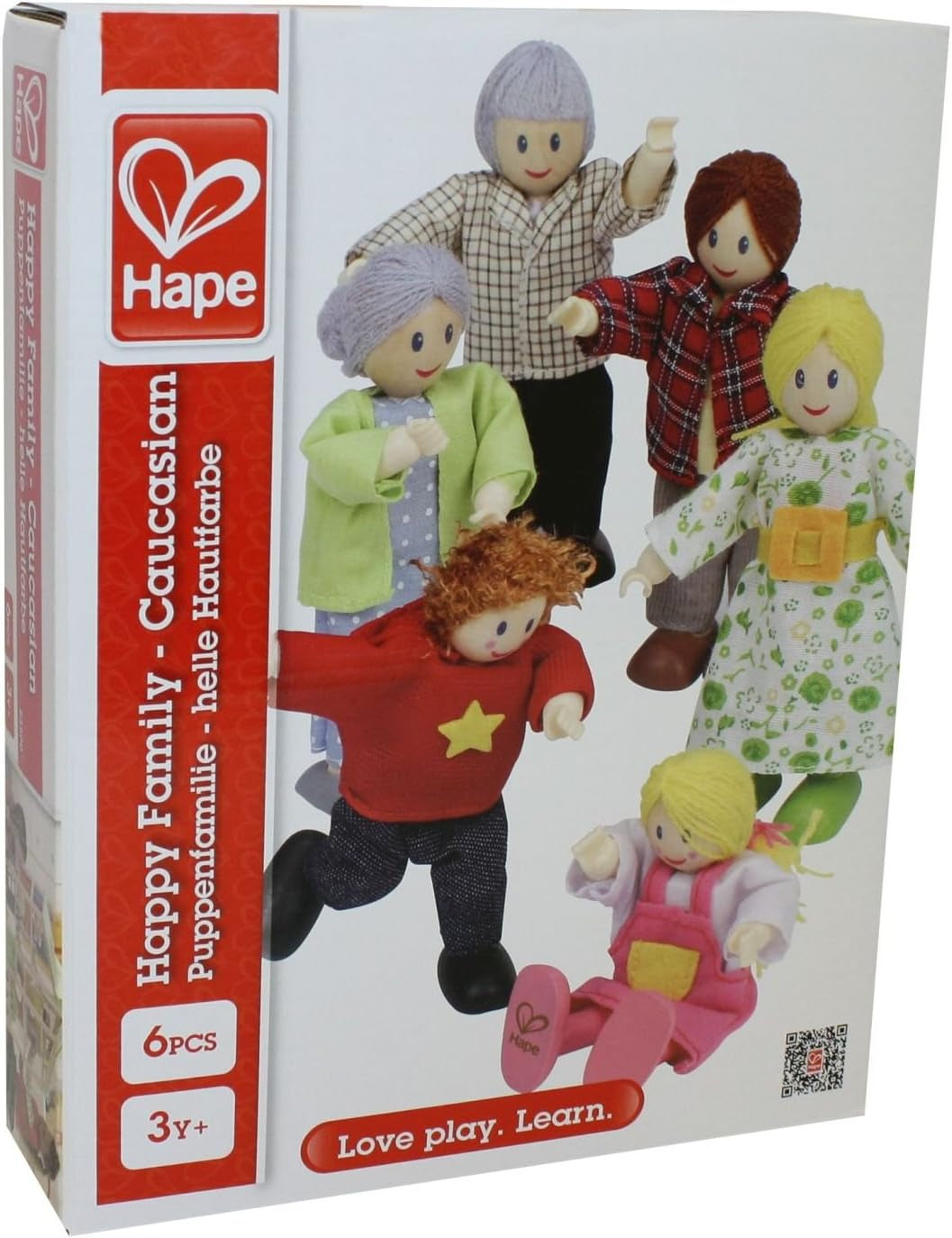 Hape E3401 Casa delle quattro stagioni, arredata e E3500 - Famiglia di bambole, pelle chiara