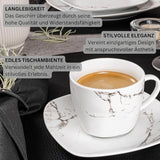 SANGER | Servizio Piatti Combinati in Marmo Bilgola Servizio Piatti 36 Pezzi per 6 con Piatti Piani, Piatti Dessert, Piatti Suma, Ciotole Cereali, Piattini Caffè e Piattini in Porcellana, Quadrati | LA COLLEZIONE PREMIUM