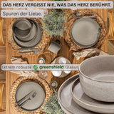 SÄNGER Cairo Clay | Set di stoviglie da 24 pezzi, set di stoviglie in gres per 6 persone, 6 piatti, 6 piatti da dessert, 6 ciotole per pasta, 6 ciotole da portata, set di stoviglie grigio | LA COLLEZIONE DI VALORE