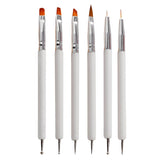 6 Stück Doppel-Ende Nagel Pinsel, Nageldesign Pinsel, Doppel-Ende Nail Art Pinsel Kit Professionale Maniküre Werkzeuge Kit（Nero）