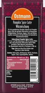 Ostmann Gewürze – Pumpkin Spice Latte Würzmischung, zum Einrühren in Milk mit Kaffee oder Espresso, mit Kürbispulver, 16 g im Beutel (Verpackungsdesign kann abweichen)