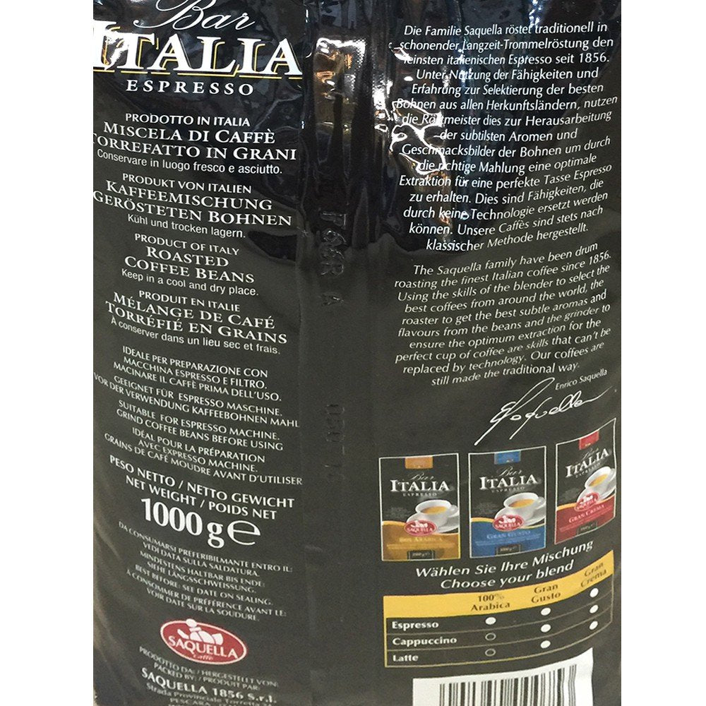 Kafffe, Bar Italia Espresso, gran crema (1 kg, sacchetto), conf. da 1
