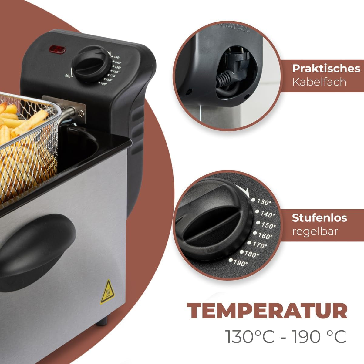 Friggitrice ad olio Bomann®, capacità 3 L, tecnologia Cool Zone e scarico, 2000 W Elettrodomestici Naty Shop