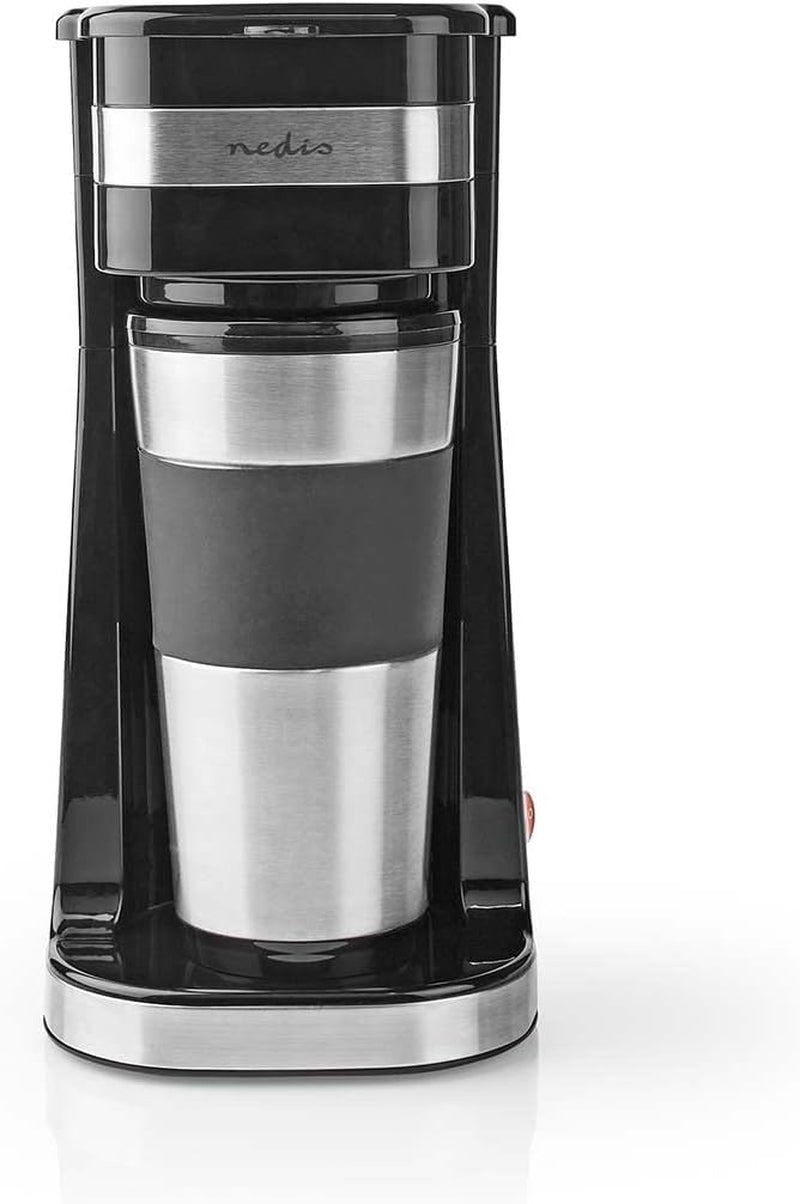 Espressore NEDIS - Caffè filtrato - 0,4 l - 1 tazza - Timer - Nero / Argento