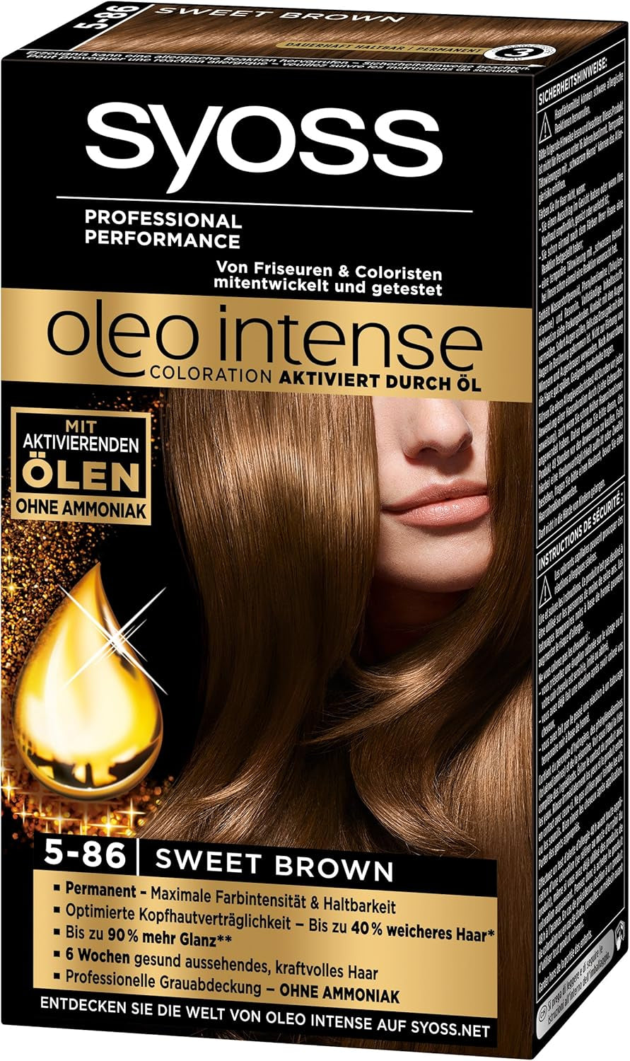 Syoss Oleo Intense Coloration 5-86 Sweet Brown Confezione da 3 (3 x 1 pezzo) Naty Shop Tinture per capelli Castano 1 pezzo (3 confezioni)