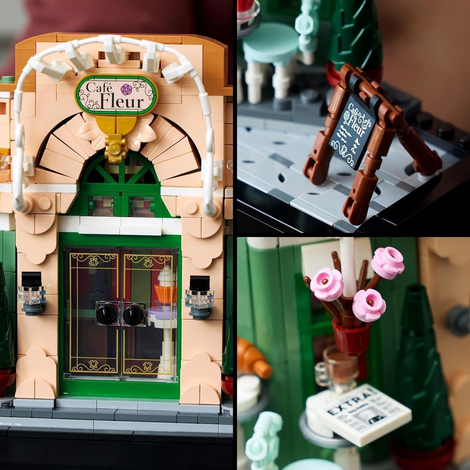 LEGO Icons French Café - Decorazioni per il soggiorno o l'ufficio - Set da costruzione per adulti con facciata pittoresca, vaso da fiori sospeso e sedie - Regalo per uomini e donne 10362 Set da costruzione Besuche den LEGO-Store